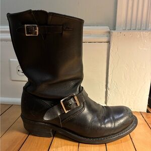 Frye Black Leather Combat Boots